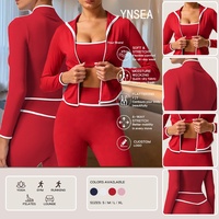 Veste de sport YNSEA à séchage rapide, col montant, fermeture éclair, couleur contrastante, pour course en extérieur, fitness, tenue à manches longues, veste de fitness