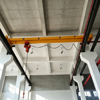 Pont roulant monopoutre à suspension latérale à faible hauteur de levage de type LDP, 15 tonnes, avec palan électrique contrôlé par PLC et moteur, à vendre