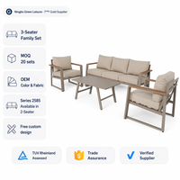Ensemble de canapés de patio en aluminium taupe chaud 3 places + 2 fauteuils + table basse pour villa familiale et terrasse