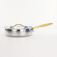 AXA Batterie de cuisine 3 pièces en acier inoxydable martelé à trois épaisseurs, batterie de cuisine professionnelle à induction, passe au four et au lave-vaisselle