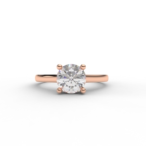 Bague solitaire minimaliste en or rose 14 carats avec diamant de laboratoire rond - Product Image 1