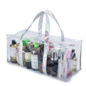 Clear PVC Travel Makeup Toiletry Storage Bag Large Capacity Plastic Tote Bag Cosmetic Clothes Organizer Bag for Men and Women