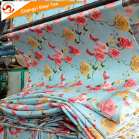 Kain Mikrofiber Polyester 100% Disikat, Cetak Pabrik Cina, Desain Bunga Besar, Grosir untuk Sprei