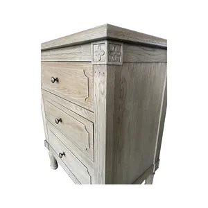Antique Nordic Bedroom Furniture French Country Oak Wood Nightstand Hl132-60-105
