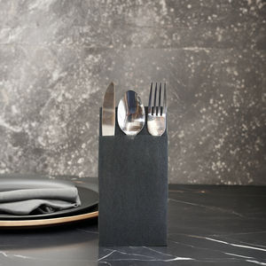 Serviettes jetables avec poche pour couverts Serviettes noires en papier pour la fête de mariage Poche intégrée pour l'argenterie <span class=keywords><strong>Pré</strong></span> plié - Product Image 2