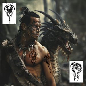 Autocollants de tatouage temporaires imperméables colorés de petite taille, motifs floraux et tigres noirs, tendance - Product Image 3