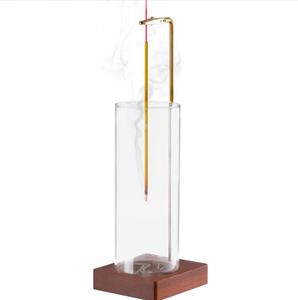 Support pour bâtonnets LM en bois avec plateau amovible en verre, brûleur anti-déversement et cendrier, pour la méditation, le yoga, la relaxation et la décoration intérieure - Product Image 1