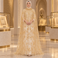 Robe Abaya de luxe brodée à la main avec des paillettes pour femmes musulmanes, robe de soirée pour l'Aïd Ramadan