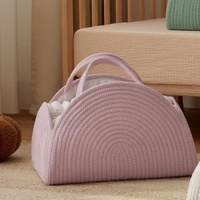 Panier organisateur pour couches de bébé en corde de coton, grand panier pour la fête prénatale, bac de rangement pour la crèche, panier pour les essentiels du nouveau-né avec poignée