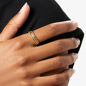 Anelli di gioielli di natale anelli di nocche in oro 14K Set ragazze adolescenti elegante anello impilabile intrecciato per donne ragazze - Product Image 2