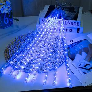 Luces de lluvia de meteoritos de <span class=keywords><strong>cascada</strong></span> de 30CM, luces de lluvia que caen al aire libre RGB con energía Solar para fiesta de jardín de Navidad - Product Image 4