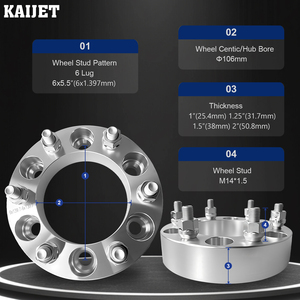 Entretoises de roue 6x5.5 "pour Toyota <span class=keywords><strong>2022</strong></span> + Tundra Sequoia, anneaux centraux de moyeu CNC 6061-T6, épaisseur 1.5" - Product Image 2