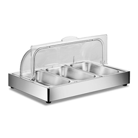 Nampan Pemanas Makanan Buffet Restoran Hotel dari Stainless Steel dengan Tutup Plastik Lipat