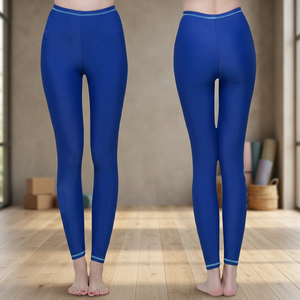 Blue High Waist Seamless Full Length Yoga <b>Leggings</b> <b>for</b> <b>Women</b> Spandex Nylon Compression Pants Solid Color Elastic Waist Safety - Product Image 3