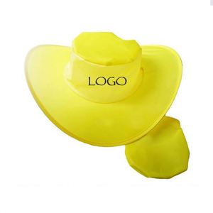 Custom Logo Folding Nylon 190T Polyester Cowboy <b>Cap</b> <b>Flat</b> Brim Elastic Closure Soft Comfortable Flexible <b>Summer</b> Beach Hat - Product Image 1