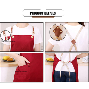 Groothandel Custom Logo Keuken Canvas Slabbetje Waterdichte Mouwloze Schort Ber Stijl Voor Chef 'S Taille Jurk Voor Restaurant Cafe Winkel - Product Image 5