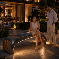 Banco Solar Curvo Inteligente para Exteriores, Banco de Parque con Luz LED y Carga Solar para Patio de Villa, Área Escénica, Plaza