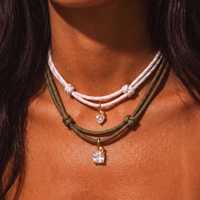Collier en cordon tressé avec pendentif cœur en zircon taille carrée, attache dorée, pierre transparente, double cordon, cadeau pour femme
