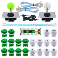 DIY 2-Player LED Buttons Microswitch Joystick d'arcade à 8 voies avec câble d'encodeur USB pour PC MAME Raspberry Pi-Game Accessoires