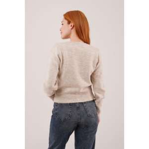 Pull col rond uni pour femme, manches longues, minimaliste, anti-boulochage, en maille - Product Image 2