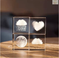 Decorazione da Scrivania alla Moda, Bellissimi Regali di Natale, Cubo di Cristallo con Incisione Laser del Sistema Solare, Pianeti e Luna
