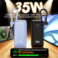 Batterie externe pour ordinateur portable 10000mAh avec câbles 2-en-1 intégrés, charge rapide 35W pour tablette mobile, chargeur de batterie portable