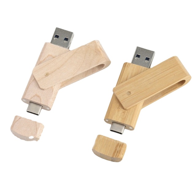 2 in 1 Type C Bamboo Usb Flash Drive Memory Stick Usb 2.0 3.0 Pen Drive Usb Flash Drive Type C Pendrive 8GB 16GB 32GB 64GB