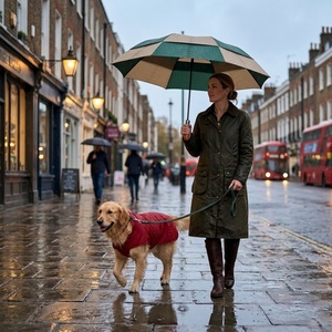 Folding Umbrella Wooden Handle Windproof Rain Umbrella Auto Open Close Compact Travel Umbrella for Gift - Product Image 2