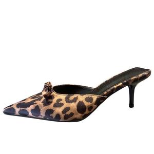 Mules de Satén con Estampado de Leopardo para Mujer, Estilo 2026, con Lazo, Cómodas y Casuales, Tipo Sandalias - Product Image 4