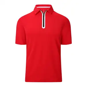 针织印花高尔夫马球衫涤纶儿童校服，带定制标志，高品质男式Polos