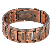 Bracelet magnétique vintage en cuivre MECYLIFE pour homme, trois rangées d'aimants, motif bracelet de montre, réglable, bijou de santé pour couple