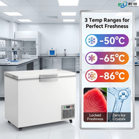 Congélateur coffre commercial ultra basse température 218L -50°C ℃   Congélateurs en acier inoxydable, vente en gros d'usine