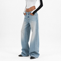 Jean en denim délavé effet soleil pour femme, coupe décontractée, cheville, texture indigo, sergé, usage quotidien, vente en gros fabricant