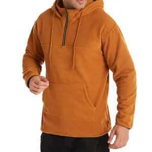 Dubbelzijdige Polar Fleece Hoodie 1/4 Rits Op Maat Gemaakte Hoodie Outdoor Effen Kleur Dikke Hoodies