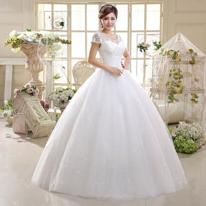 Abiti da Sposa Taglie Forti Moderni a Linea ad A Rossi e Bianchi in Pizzo con Scollo Rotondo e <span class=keywords><strong>Paillettes</strong></span> Abiti da Sposa da Principessa Economici Foto Reale - Product Image 2