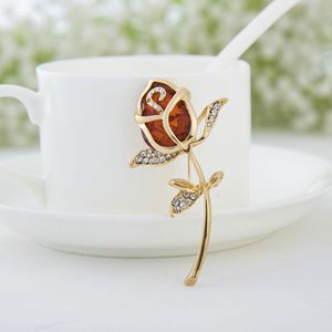 Broche de corsage haut de gamme pour femme, motif rose, en verre cristal, tulipe, pour mariage et mariée, très tendance - Product Image 2