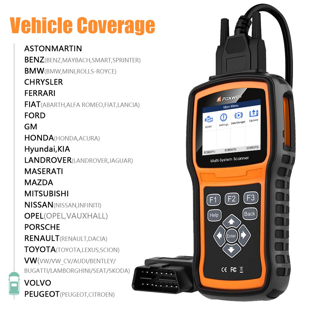 Foxwell NT530診断スキャナー,ポルシェ.アストンマーチン.フィアット Foxwell NT530マルチシステムスキャナー、NT520 Pro/NT510の無料1回の