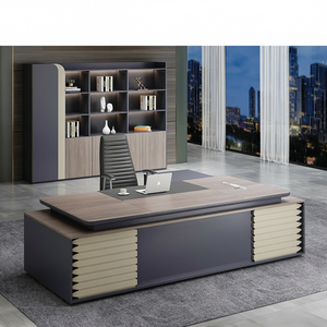 Ekintop Modular Custom Factory Custom High-end Diseño moderno en forma de L <span class=keywords><strong>Director</strong></span> Manager CEO Boss Desk - Product Image 1