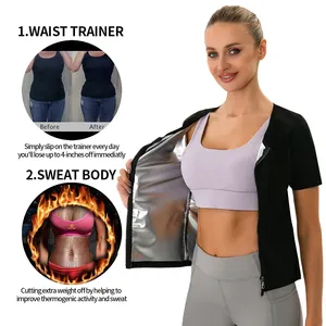 Damen Sauna-Schwerweste Heißes Polymer-Korsett Taillentrainer Saunaanzug Tank-Top Reißverschluss Gewichtsabnahme Körperformer Thermo-Workout-Shirt