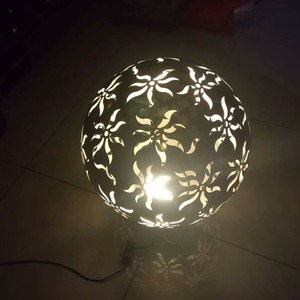 Stainless Steel Hollow Sphere <b>Landscape</b> Light Ball With Leaf Pattern Outdoor Decorative <b>Lighting</b> - Product Image 2