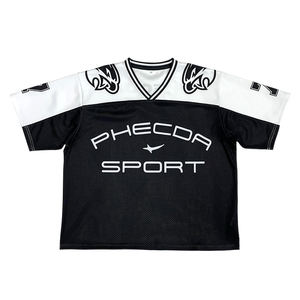 Camiseta de fútbol de talla grande personalizada con hombros caídos, ropa de calle Retro con sublimación de gran tamaño, camiseta de fútbol americano de malla - Product Image 2