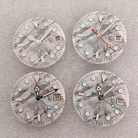 Cadran GMT lumineux bleu-vert à texture météorite de 28.5mm personnalisé, adapté à la montre NH34, en cuivre/laiton,