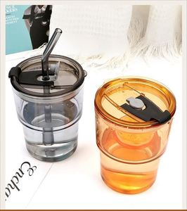 Bouteille d'eau portable créative et tendance en verre simple paroi avec paille, grande capacité, idéale pour l'été – Cadeau parfait - Product Image 4