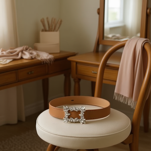 Cintura in PU con Fibbia Rettangolare con Strass, Accessorio Moda Donna - Product Image 3