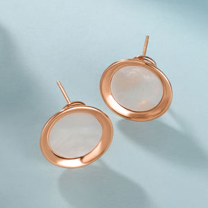 Koreaanse stijl 925 zilveren naald-opaal oorringen voor dames, schelp- en eenvoudig clipdesign - Product Image 5