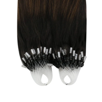 Extensions de cheveux humains brésiliens Remy lisses non traités à micro-anneaux, double épaisseur, 14-24 pouces, vente en gros
