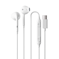 Écouteurs filaires Type-C semi intra-auriculaires avec micro, contrôle du volume, musique stéréo, écouteurs filaires Type C pour téléphone portable
