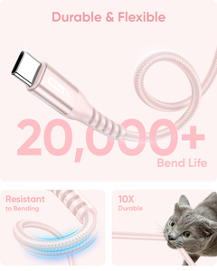 Factory Custom SUNGUY Nylon Braided USB C <b>Data</b> <b>Cable</b> Retractable Fast Charging <b>Cable</b> with 3-Year Warranty - Product Image 2