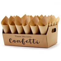 Supports coniques en papier kraft brun alvéolé avec boîte de présentation et poignée découpée pour pop-corn, snacks et cadeaux de fête
