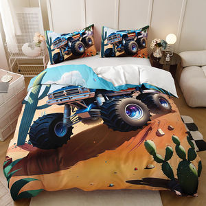 Ensemble <span class=keywords><strong>de</strong></span> literie pour enfants Monster Truck garçon dessin animé <span class=keywords><strong>Housse</strong></span> <span class=keywords><strong>de</strong></span> <span class=keywords><strong>couette</strong></span> 3 pièces Tissu en microfibre écologique Personnalisé - Product Image 5
